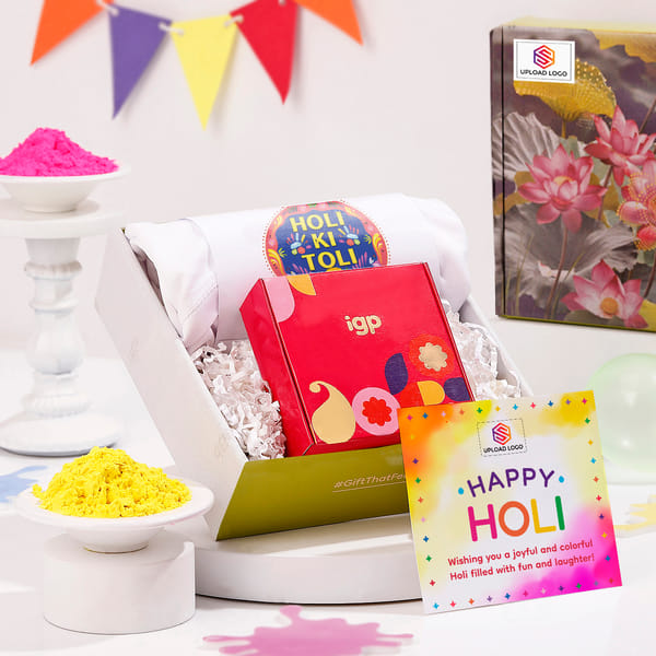 Organic Holi Celebration Gift Box with T-Shirt & Gulal