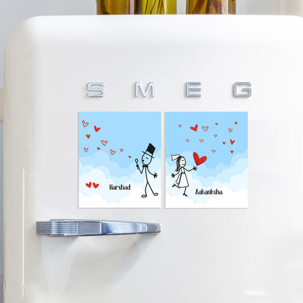 Our Love Personalized Fridge Magnets Duo For Kiss Day