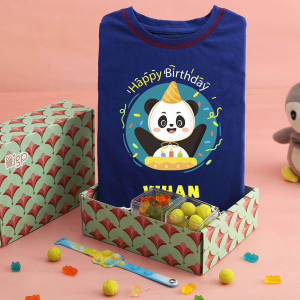 Panda Bear Personalized Birthday Hamper - Blue