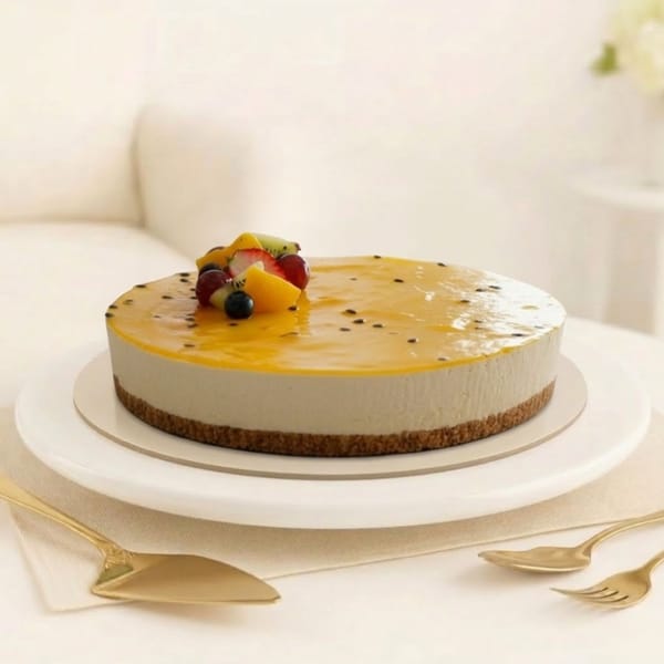 Passionfruit Cheesecake with Glossy Glaze