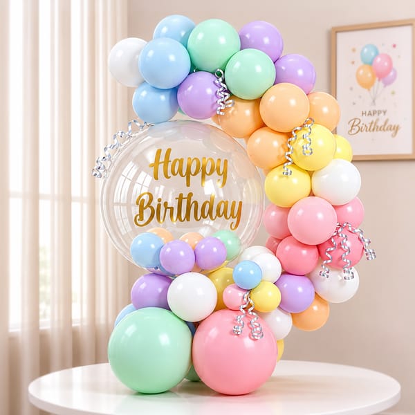 Pastel Birthday Balloon Arrangement