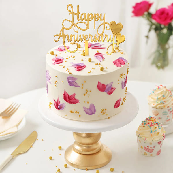 Pastel Bloom Anniversary Cake - 450 gm