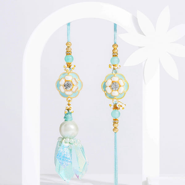 Pastel Blue Meenakari Bhaiya Bhabhi Rakhi