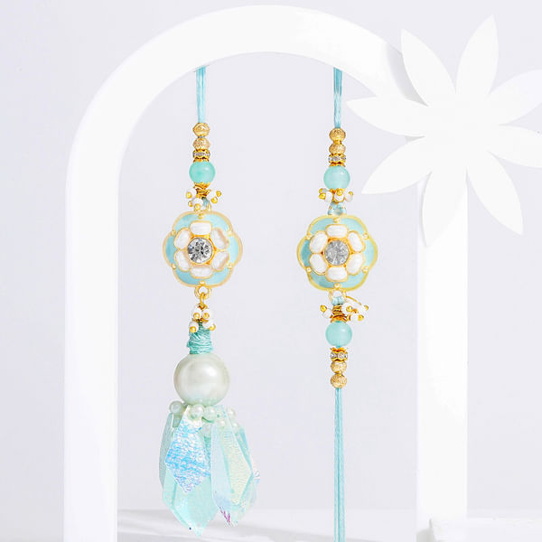 Pastel Blue Meenakari Bhaiya Bhabhi Rakhi