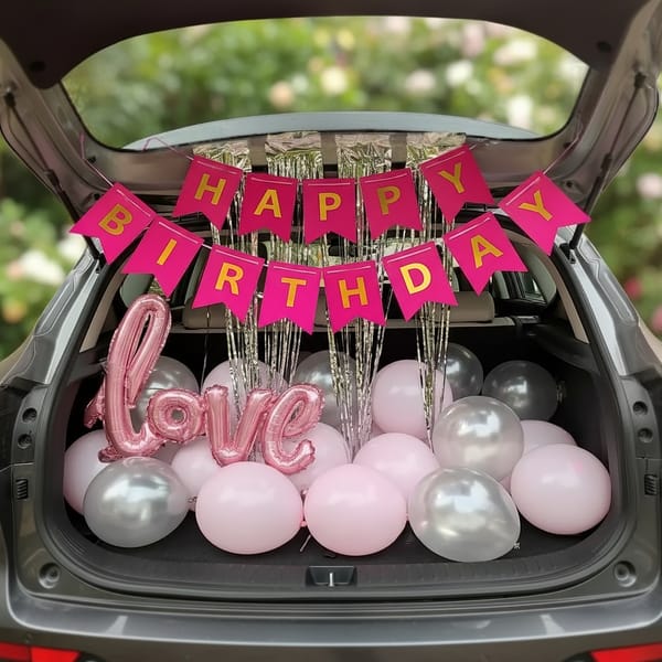 Pastel Pink Birthday Balloon Car Decor
