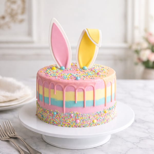 Pastel Pink Bunny Ears Cake