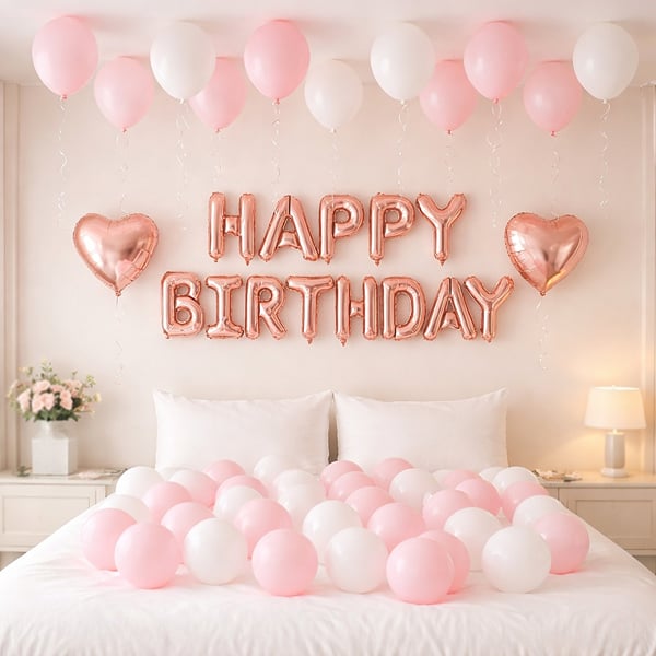 Pastel Pink & White Birthday Balloon décor