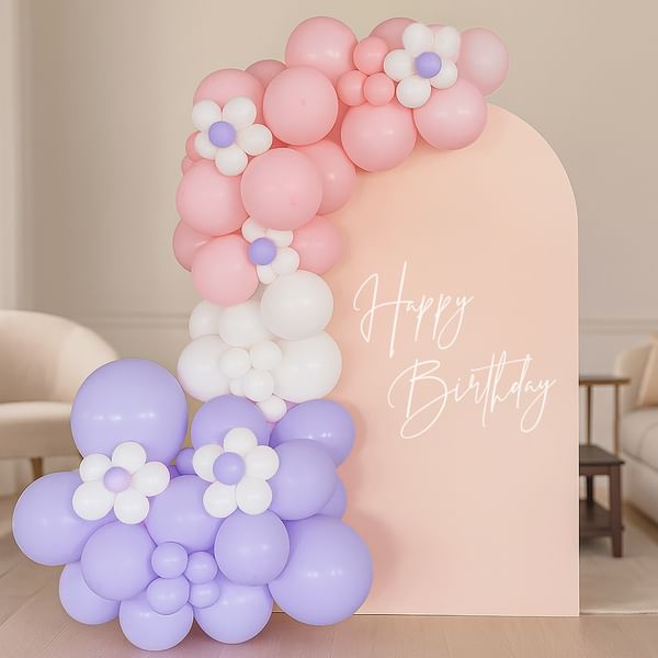 Pastel Purple And Pink Lavish Birthday Balloon Decor