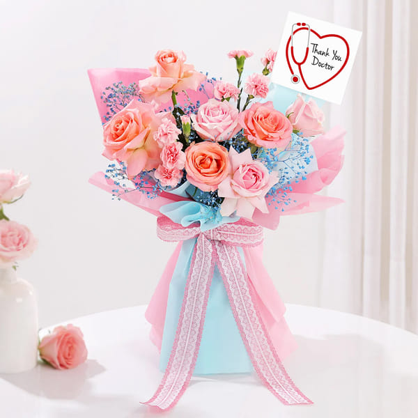 Pastel Roses & Carnations Doctor's Day Bouquet