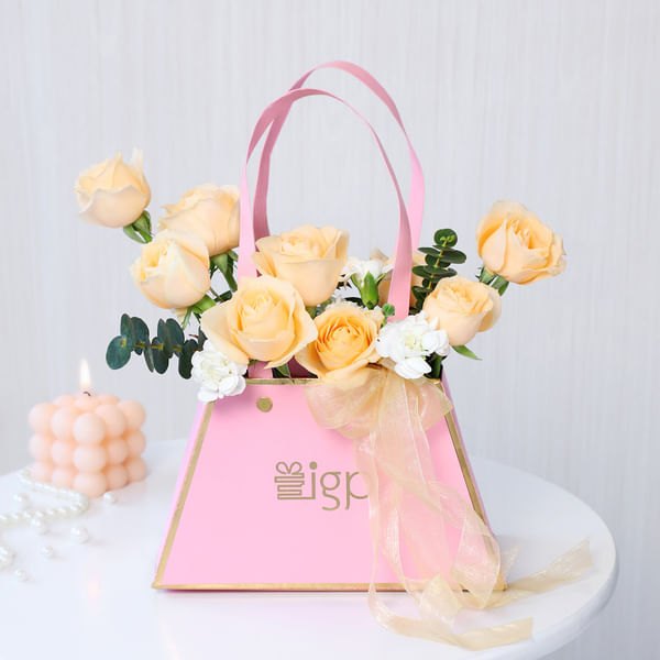 Peach Floral Beauty In A Bag
