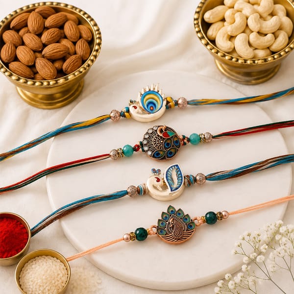 Peacock Rakhi Set with Premium Dry Fruits