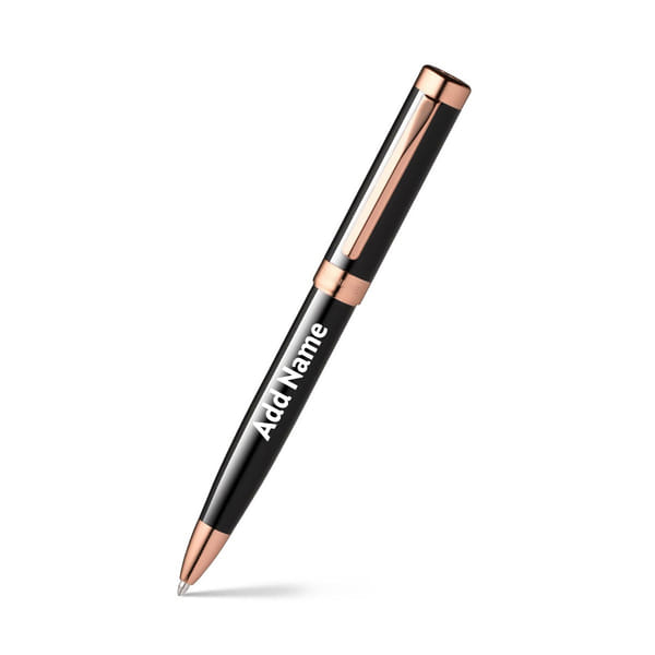 Pennline Hercules Ballpoint Pen Gloss Black With Rose Gold Trims