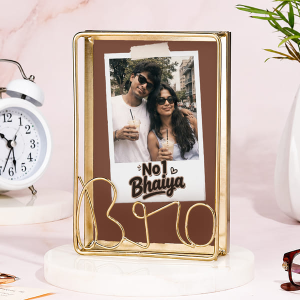 Personalised No 1 Bhaiya Gold Metal Frame