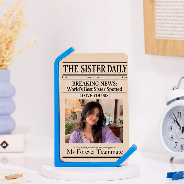 Personalised Sister Newspaper Acrylic Photo Frame