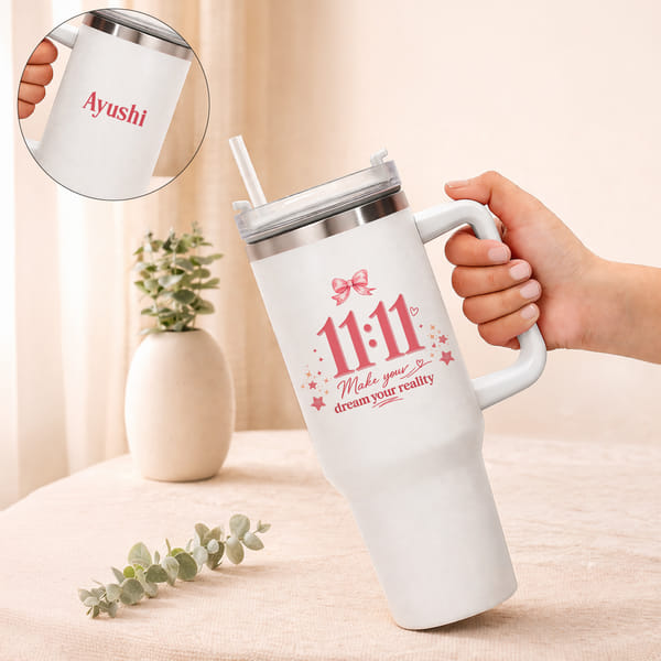 Personalized 11:11 Dream Reality Matte White Tumbler