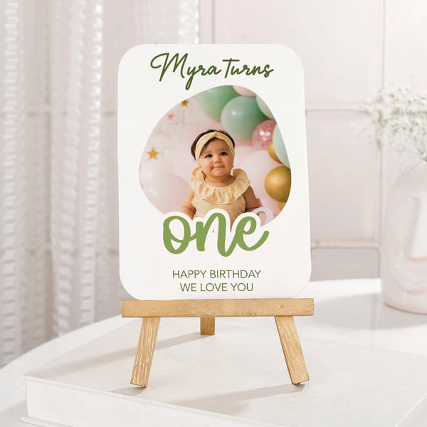Personalized 1st Birthday Photo Frame | Same Day Delivery | Custom First Birthday Plaque with Wooden