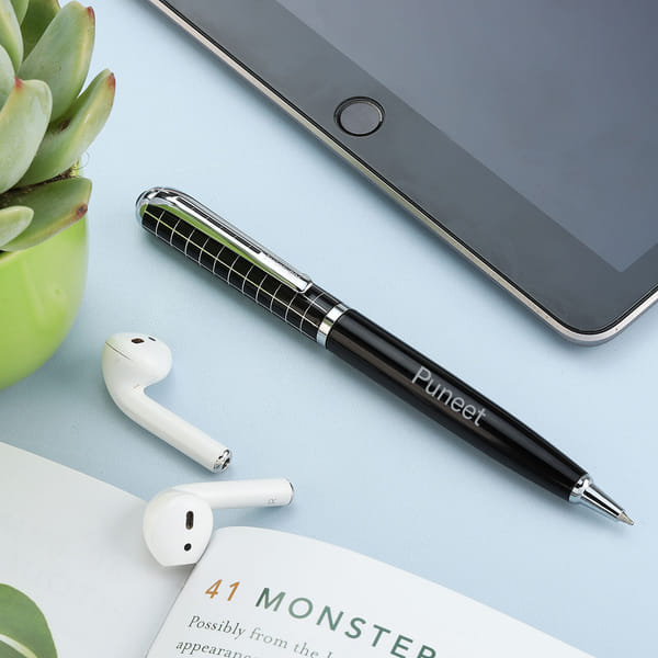 Personalized Ball Pen with Checkered Design