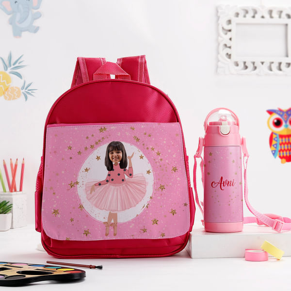 Personalized Ballerina Bag And Bottle Set - Pink