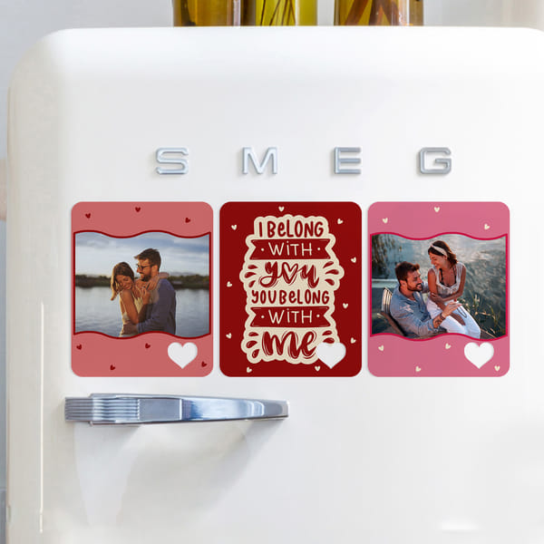 Personalized Belonging To Us Fridge Magnet Trio