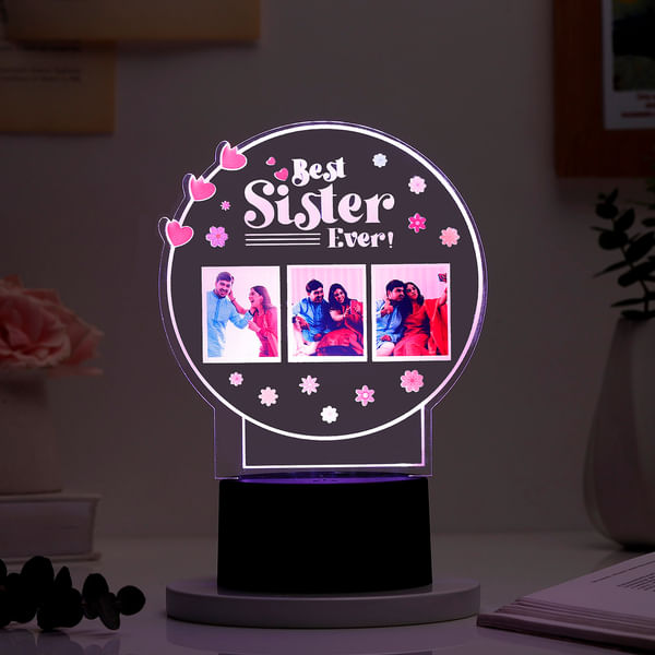 Personalized Best Sister Ever Black Base LED Lamp