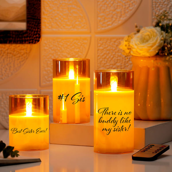 Personalized Best Sister Ever LED Candle - Set Of 3