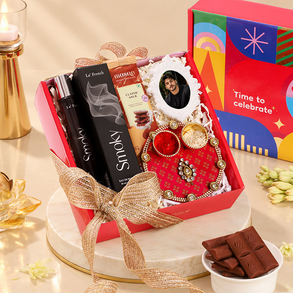 Personalized Bhaidooj Sweets & Perfume Hamper