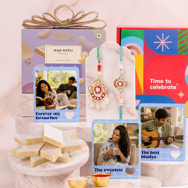 Personalized Bhaiya Bhabhi Rakhi Set with Fridge Magnet Hamper