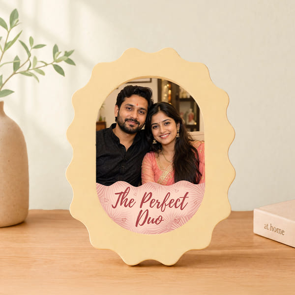 Personalized Bhaiya Bhabi Scalloped Photo Frame