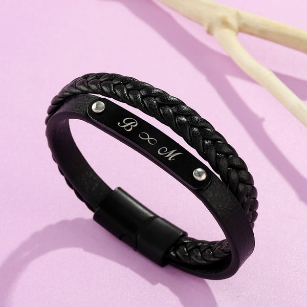 Personalized Black Bracelet For Him
