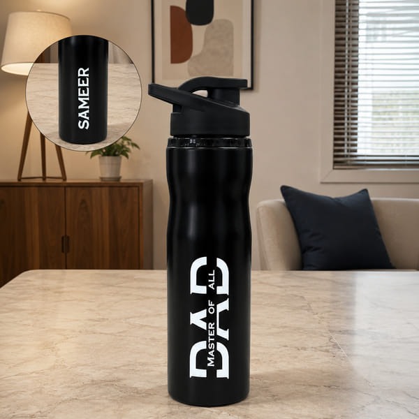Personalized Black Stainless Steel Bottle for Dad