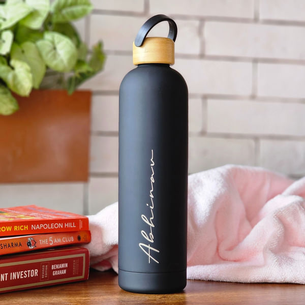 Personalized Black Vacuum Insulated Water Bottle