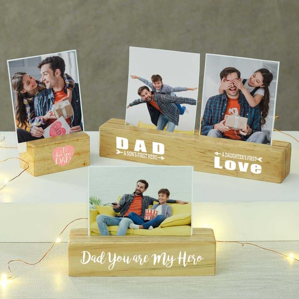 Personalized Block Photo Frames For Dad - Set of 4