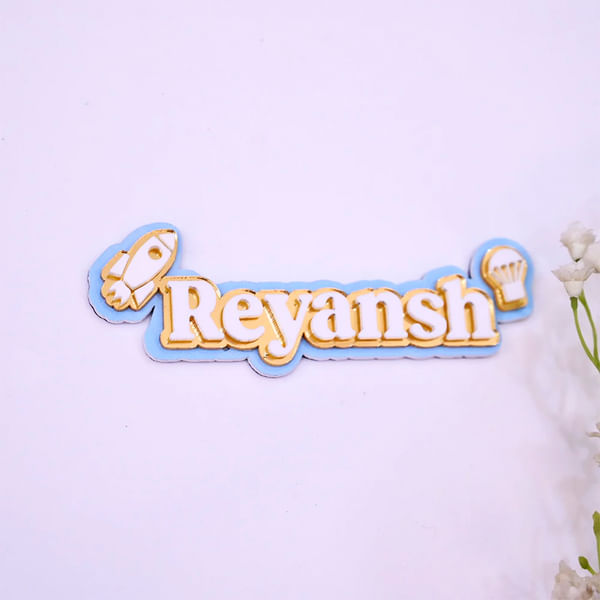 Personalized Blue Acrylic Name Magnet For Kids