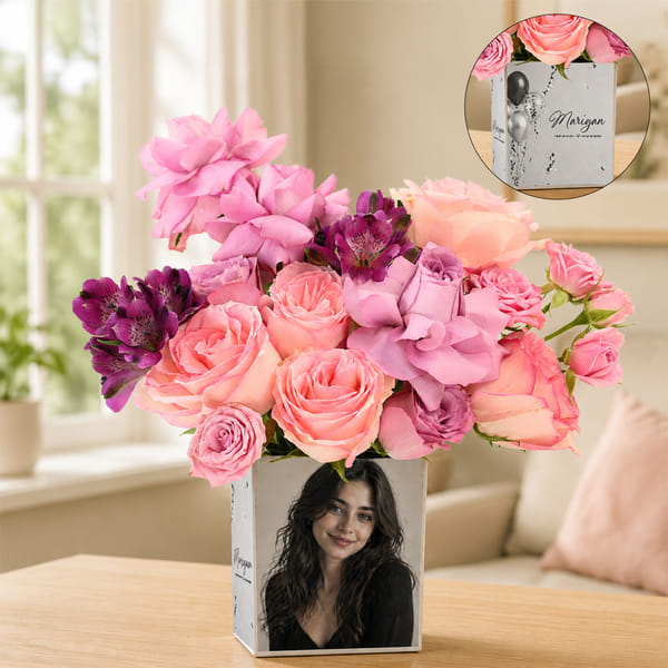 Personalized Blush Roses Arrangement