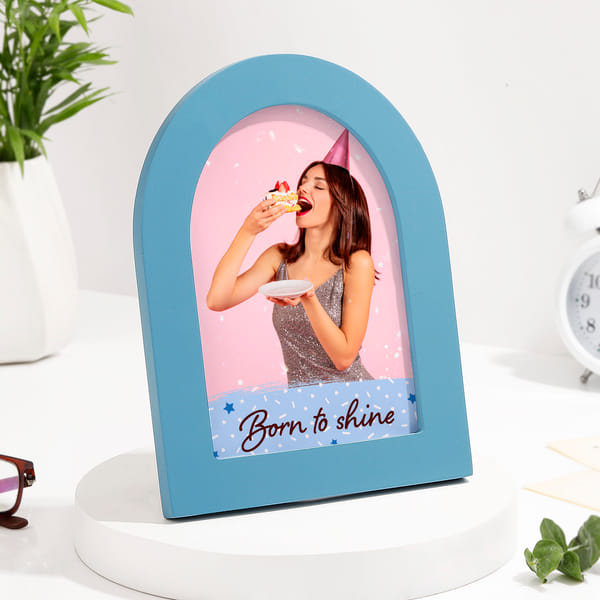 Personalized Born to Shine Blue Wooden Frame