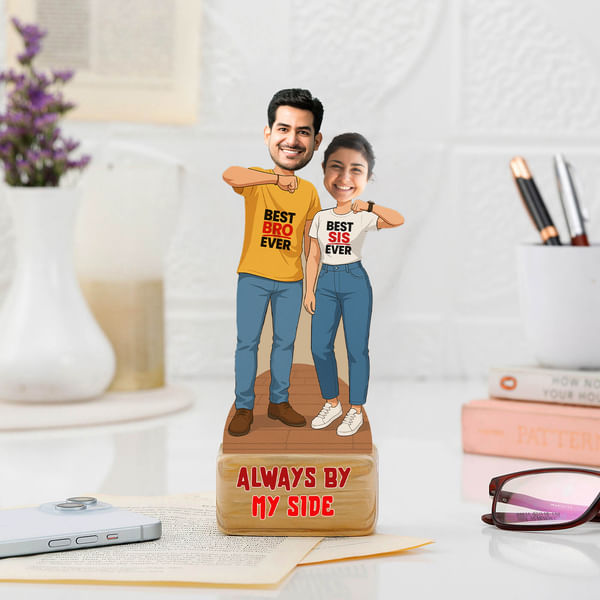 Personalized By My Side Caricature For Siblings