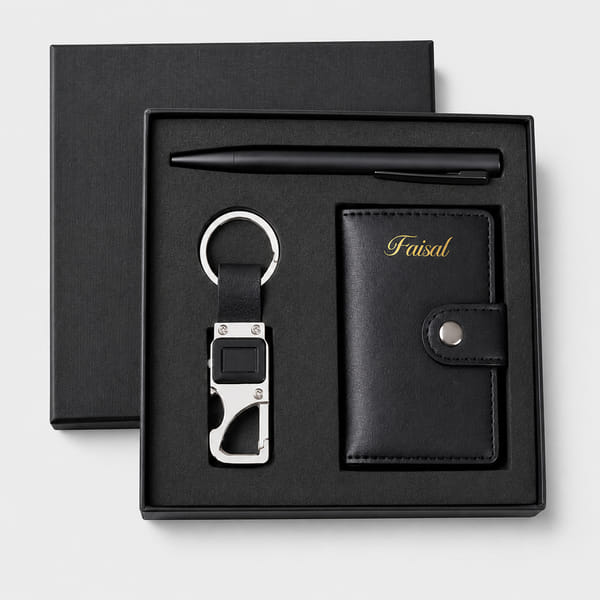 Personalized Card Holder with Pen Set