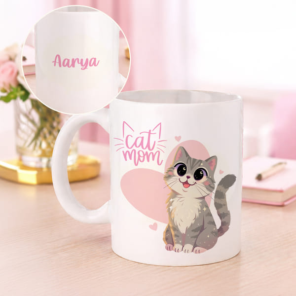 Personalized Cat and Heart Mug