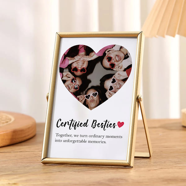 Personalized Certified Besties Golden Metal Photo Frame