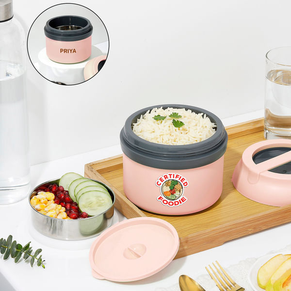 Personalized Certified Foodie Lunch Box - Pink