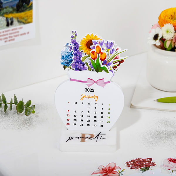 Personalized Charming Flowers Mini Calendar