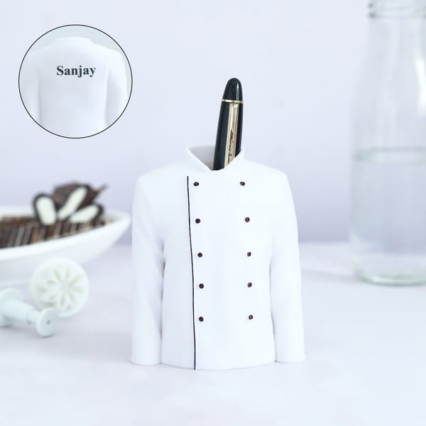 Personalized Chef Coat Pen Stand Secret Santa Gift