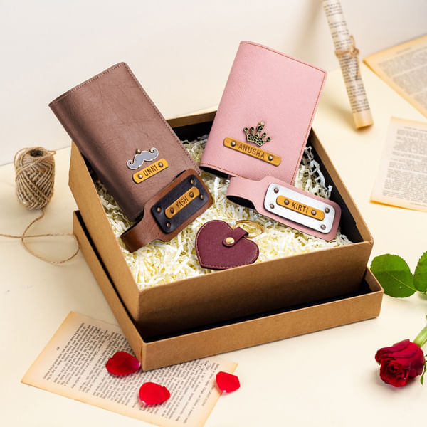 Personalized Chic Travel Essentials Hamper For Couples