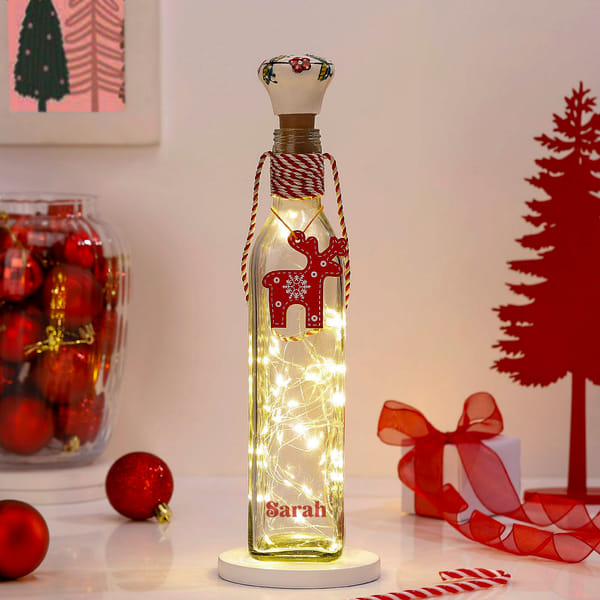 Personalized Christmas Reindeer Light Bottle