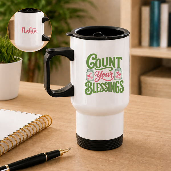 Personalized Count Your Blessings Travel Mug