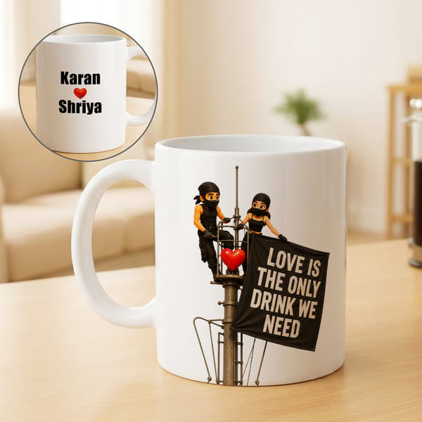 Personalized Couple at Tower Building Mug