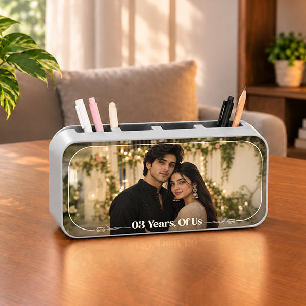 Personalized Couples LED Pen Stand