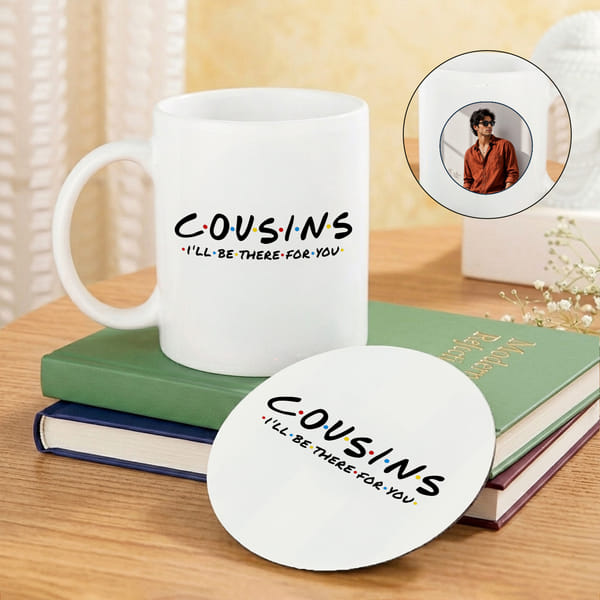 Personalized Cousins Coffee Mug Coaster Set For Rakhi