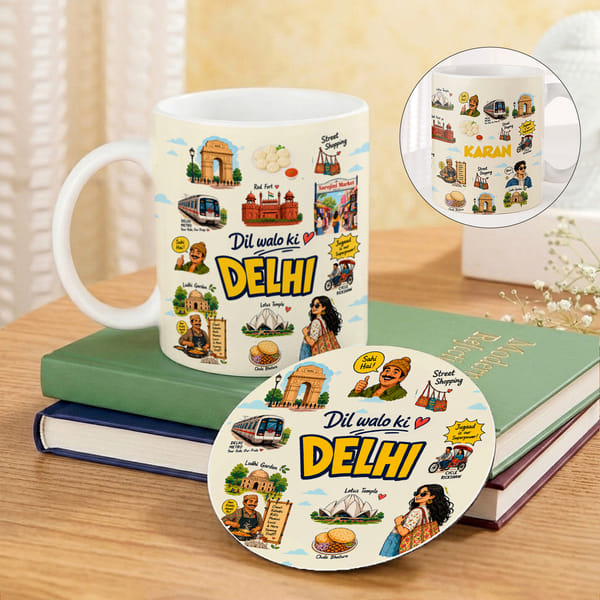 Personalized Delhi Mug and Coaster Combo