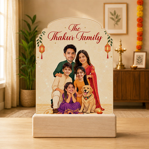 Personalized Diwali Family Caricature